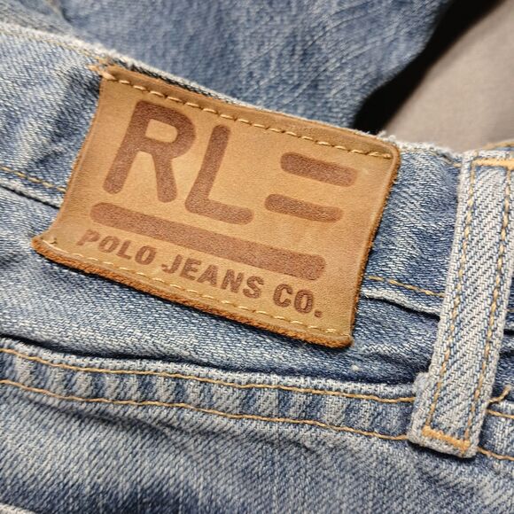 Polo Ralph Lauren Jeans Mens 36x32 Blue Distressed Preppy 90s Vtg Denim Woodrow - Picture 5 of 14